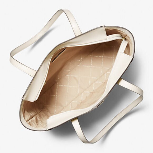 $139 NWT MICHAEL MICHAEL KORS LT Cream Large Leather Tote - Picture 3 of 9